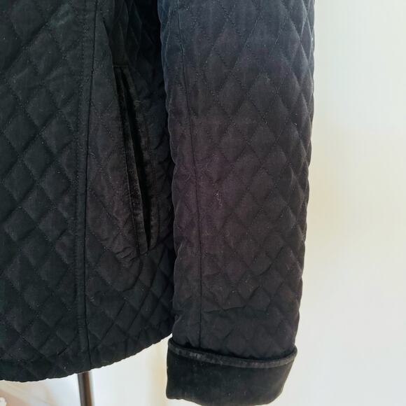 Utex Suede Trim Quilted Riding Black Fleece Lined Full Zip Jacket Womens Medium - Picture 5 of 10
